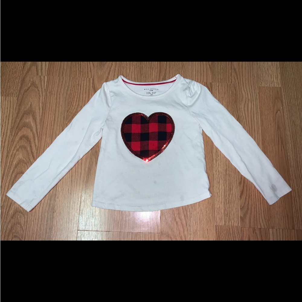 Girls Plaid Heart Long Sleeve